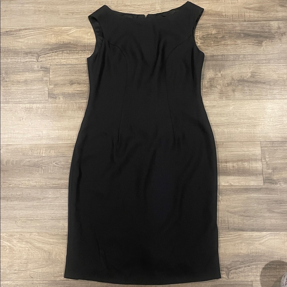Vintage Clues Collections Black Sheath Dress - Size 8P LBD Made in USA